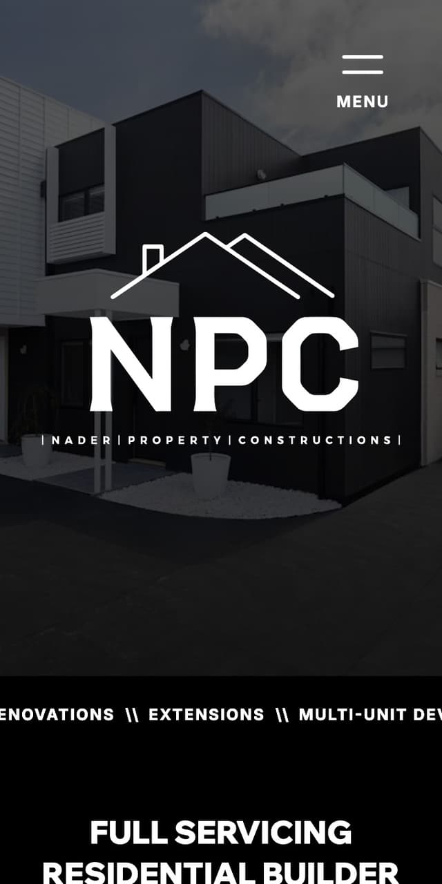 Nader Property Construction mobile website design