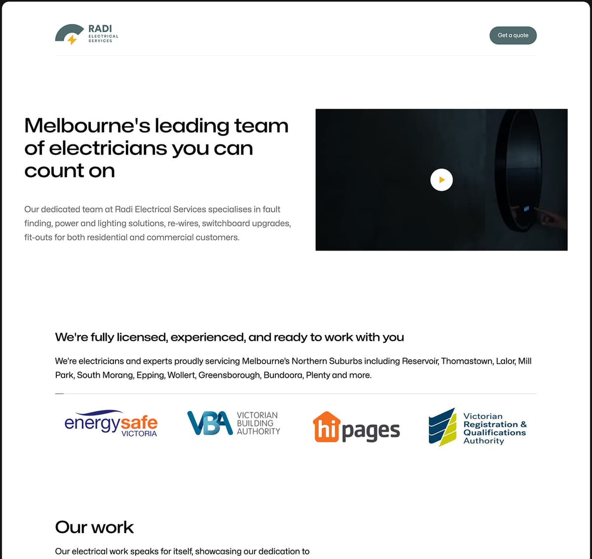 Radi Electrical Services website design