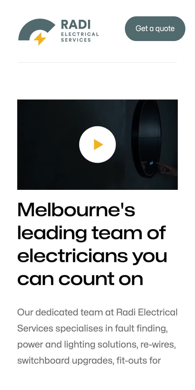 Radi Electrical Services mobile website design